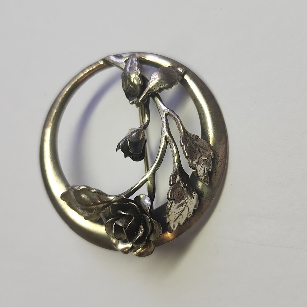Vintage Dancraft Sterling US Pat. Floral Brooch 1 3/4